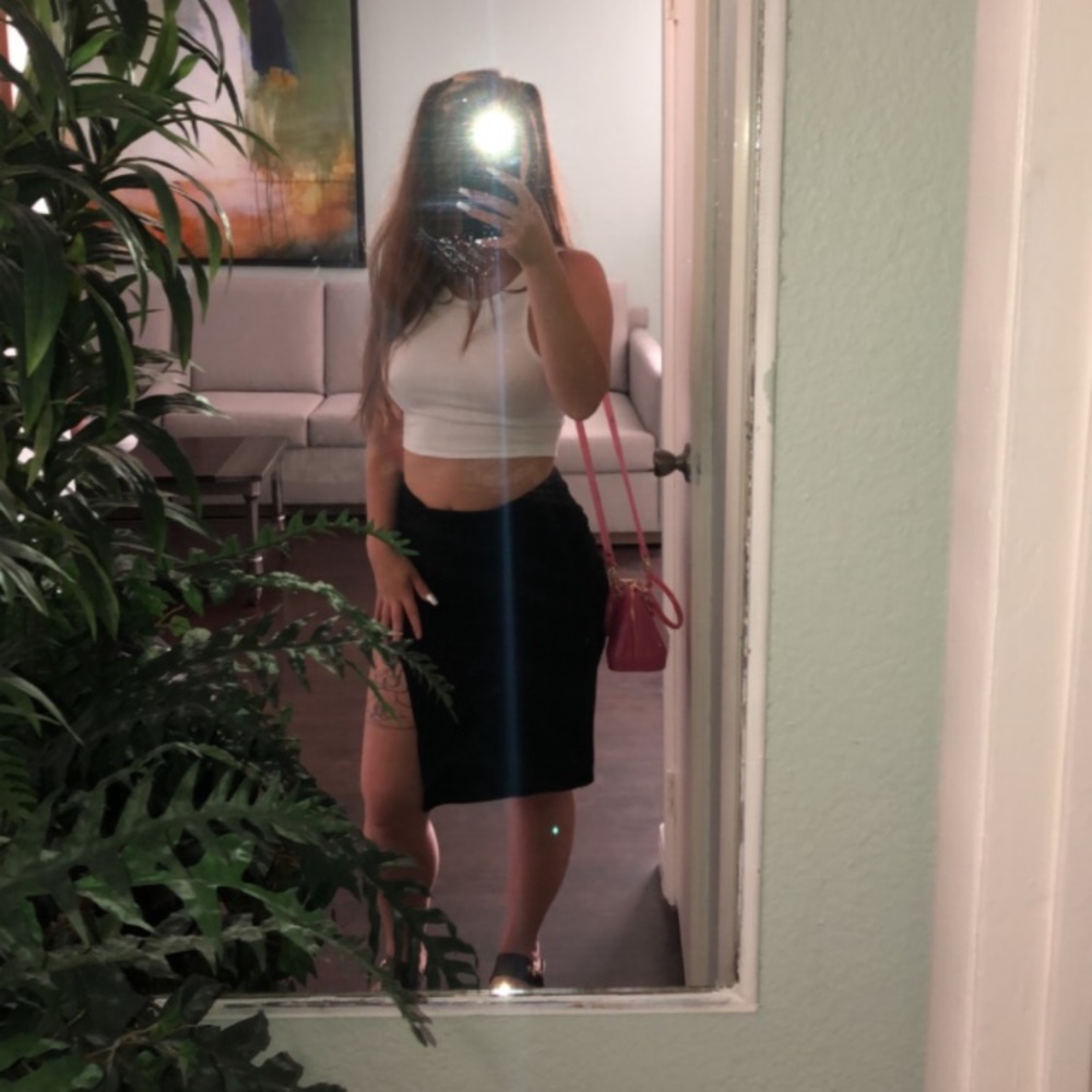 Forever 21 black midi skirt with slit